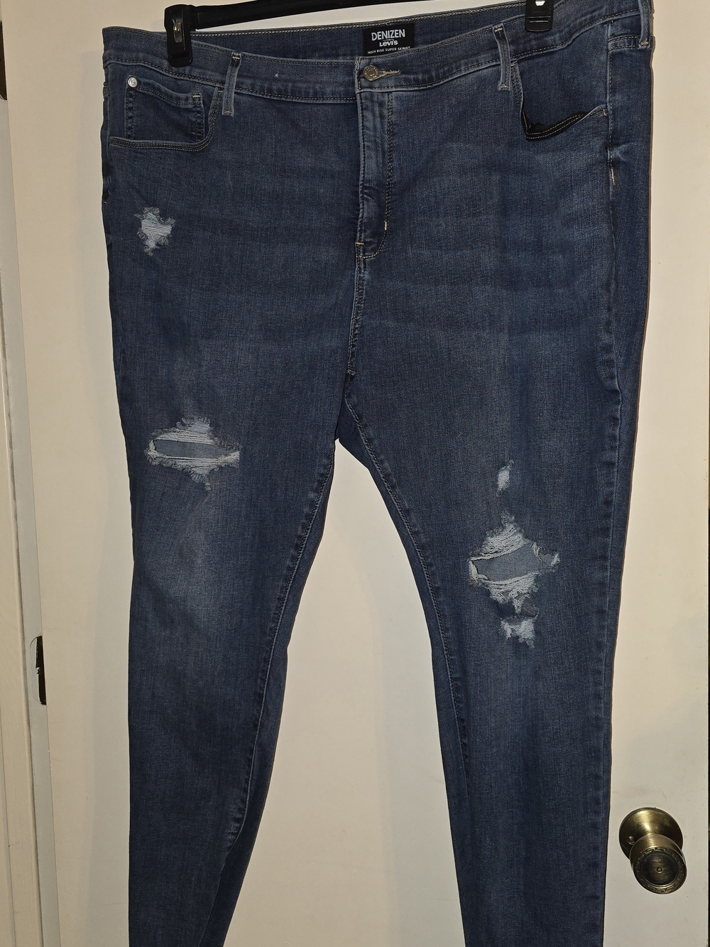 Women's Distressed Dark Blue Jeans